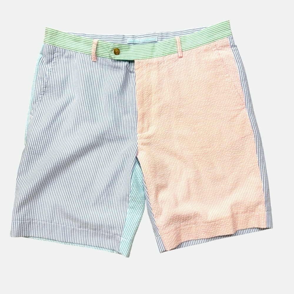 F&G Tech Golf Shorts Colorblock Seersucker W36